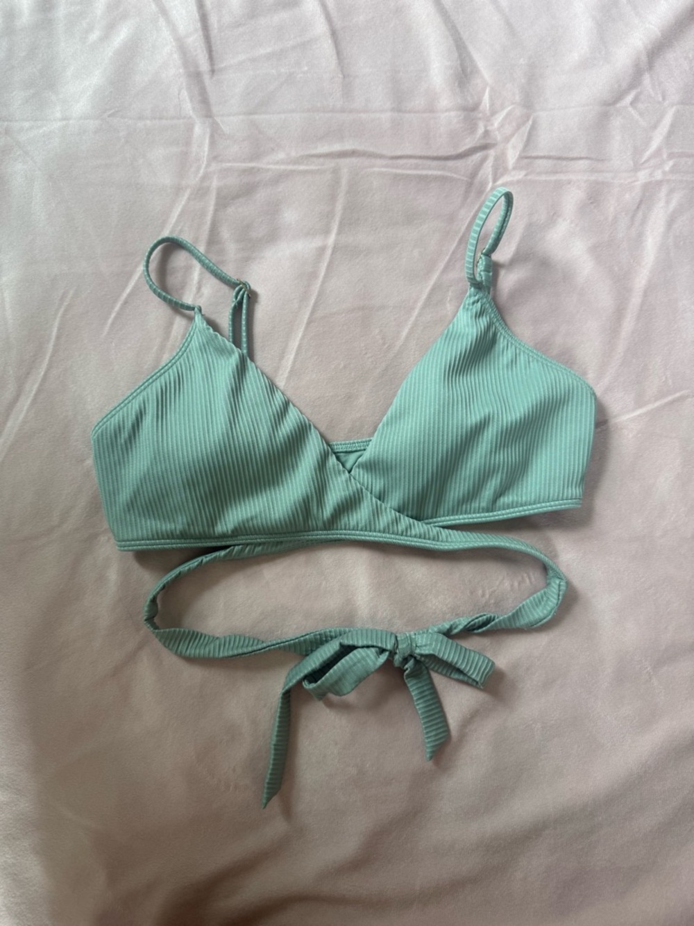 Green Hollister wrap around bikini top
